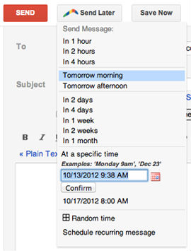 gmail messages schedule send later message select boomerang box next