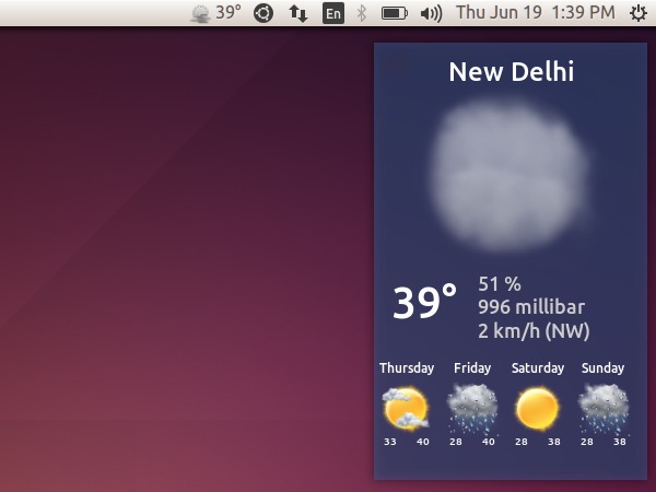 gnome shell and my weather indicator