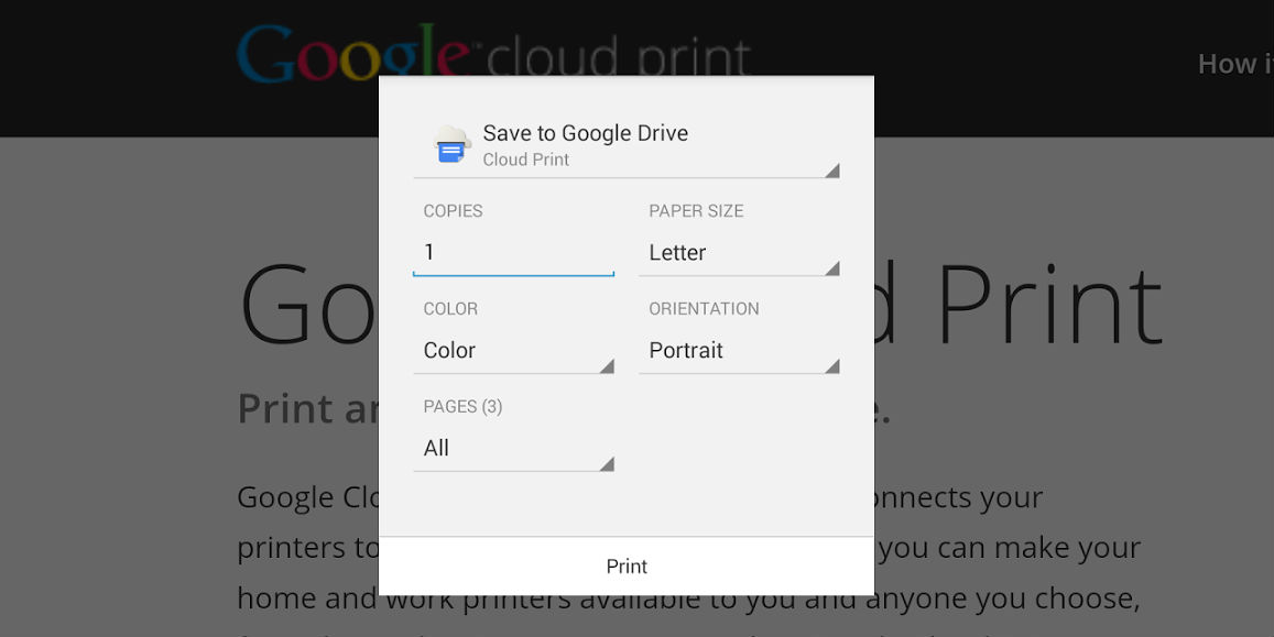 print to google cloud printer