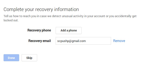 gmail recovery change