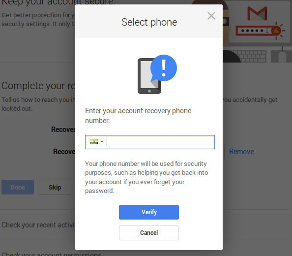 username gmail recovery phone number