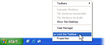 lock the taskbar lock the taskbar