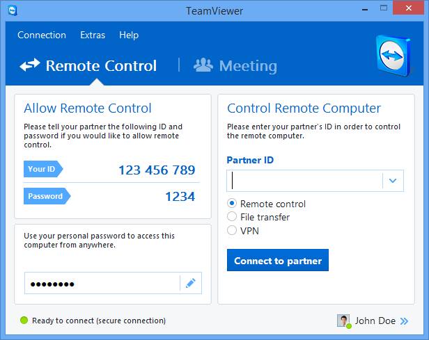 starting teamviewer with connection