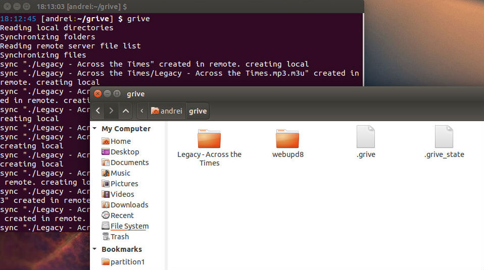 ubuntu google drive sync
