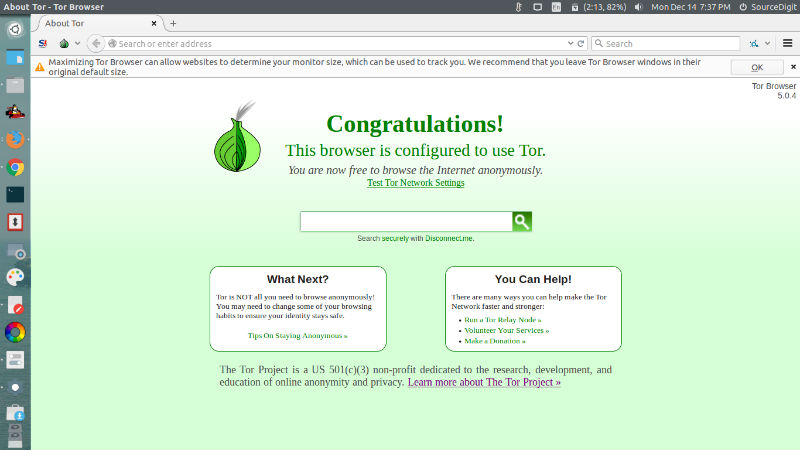 maximizing tor browser can allow