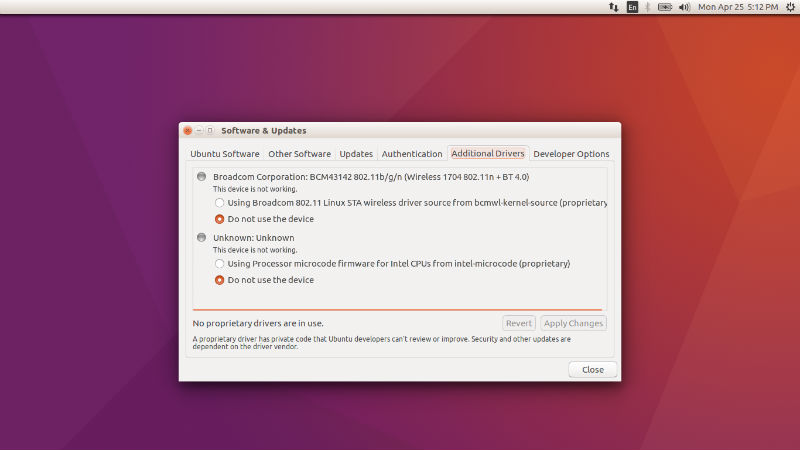 which ubuntu version has broadcom 43142 driver