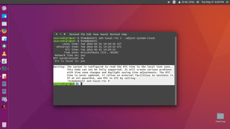 utc clock ubuntu