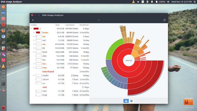 How To Use Ubuntu Disk Usage Analyzer Tool To Check Free Disk Space