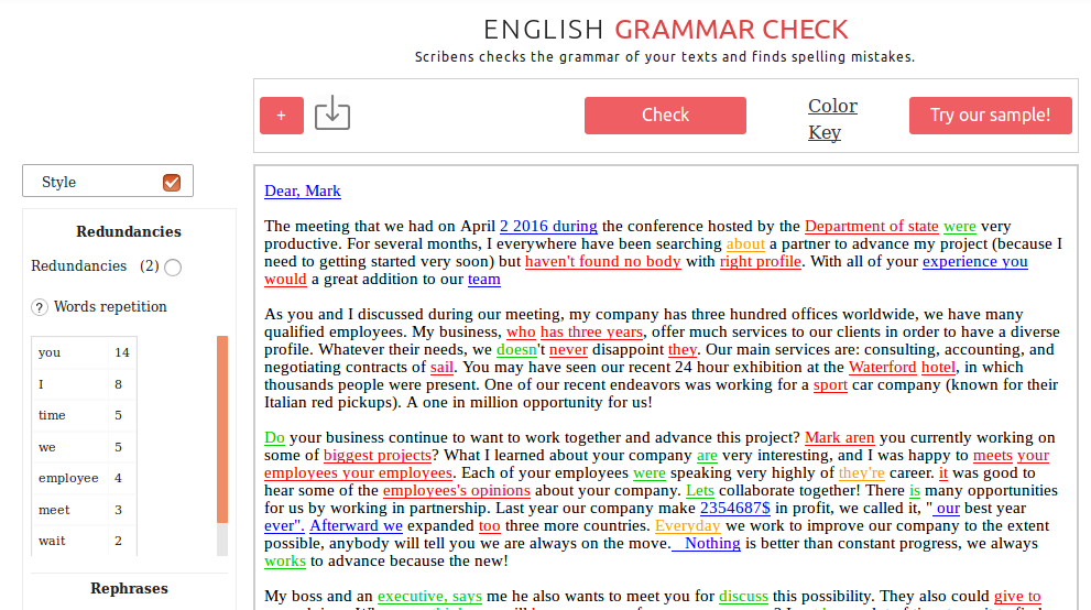 Grammar Checker online English.