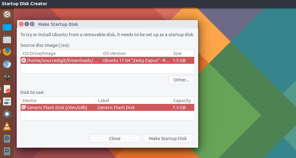 startup disk creator.